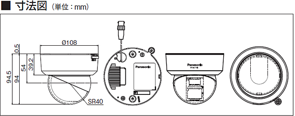 WV-CF30】Panasonic CCTVシリーズ パナソニック 小型ドーム型カラーテ