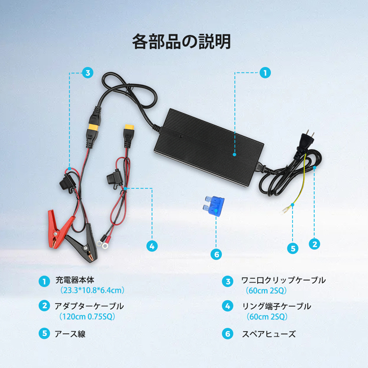 RBC10A2P】Renogy リン酸鉄 リチウムイオンバッテリー 専用充電器 24V