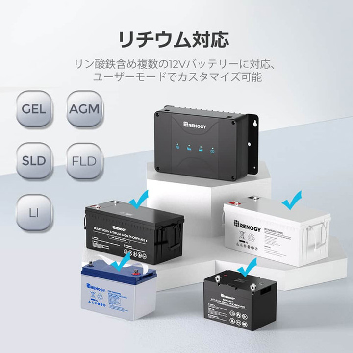 最新版　RENOGY 12V50A BT2 レノジー走行充電器　G6 RENOGY レノジー 走行充電器 リチウム 3WAY走行充電器