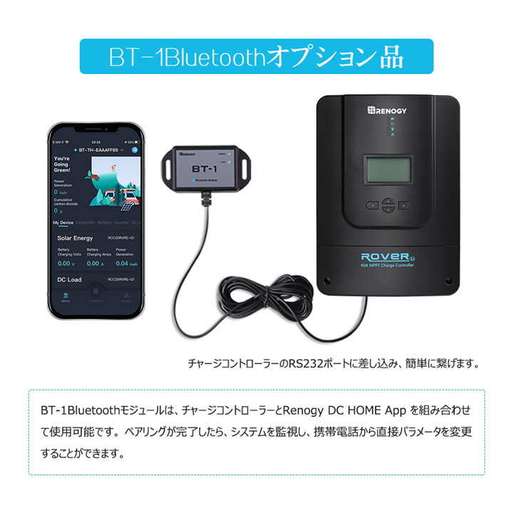 RR60-BT2】レノジー RENOGY ROVER LIシリーズ 60A MPPT チャージ 