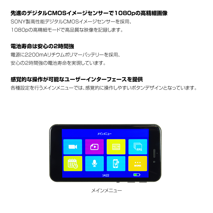 SPX-1000W】Wi-Fi機能搭載スマホ型デジタルビデオカメラ サン