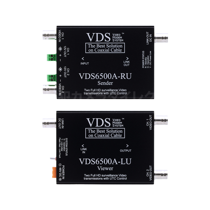 ジョブル VDS6200 AHD ビデオトランスミッター VDS6500A】AHD/TVI/CVI/CVBS対応 カメラ2台同時 映像・電源重畳